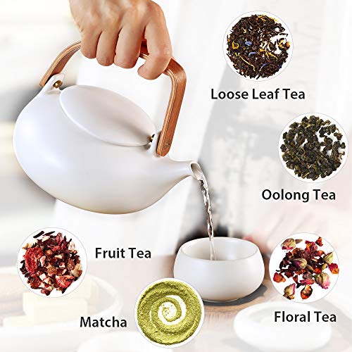 Ceramic Teapot with Infuser (01-White Teapot)