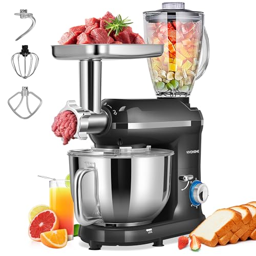 3-in-1 Stand Mixer, 6-Quart Tilt-Head Mixer, 10 Speeds, Black (3-in-1 / Black)
