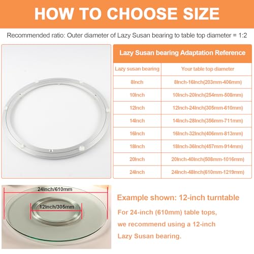 14 Inch Lazy Susan Hardware Aluminum Bearing Metal Rotating Turntable Bearing Swivel Plate Hardware Lazy Susan Bearing Lazy Susan Parts Lazy Susan Mechanism Lazy Susan Kit Lazy Susan Base Only (14-Inch (10mm))