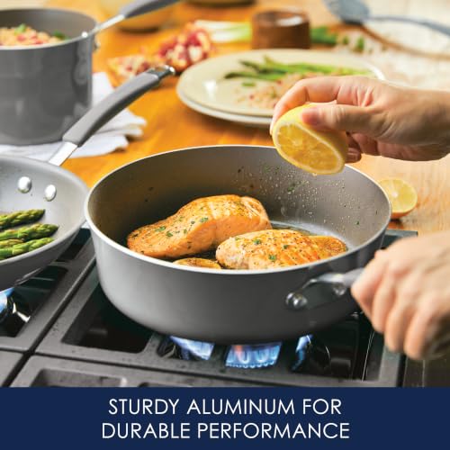 Cucina Nonstick Cookware Pots and Pans Set (Sea Salt Gray / 14 Piece Porcelain)