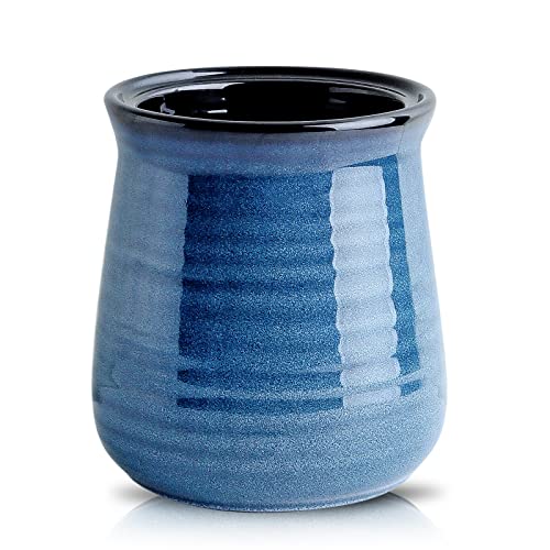 Utensil Holder for Kitchen Counter 7.1” Cooking Utensil Crock for Countertop (Navy)