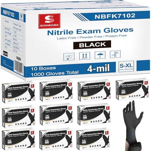 Black Nitrile Gloves (Black / X-Large)