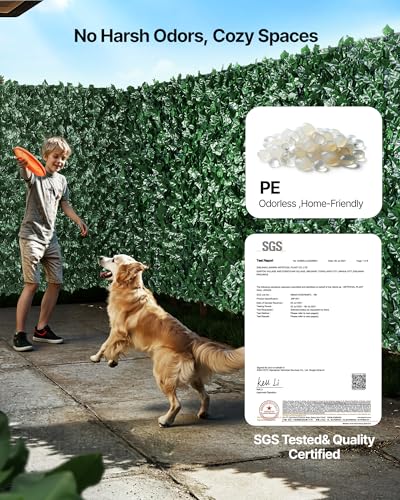 Artificial Ivy Privacy Fence Screen (Ivy with Green Mesh Backing / 59 x 98 inch)