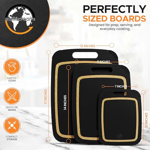 Composite Wood Cutting Board Set of 3 (Black/Tan)