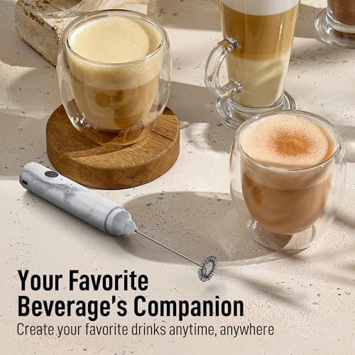 Zulay Froth N Go Milk Frother (Frosted Marble / Rechargeable Frother)