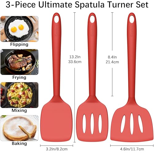 3 Pack Silicone Spatula Set (PureRed)