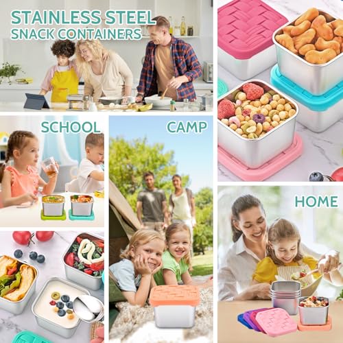 8PC 6oz Stainless Steel Snack Containers with lids (Deep Tones)