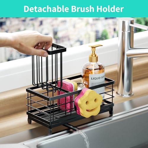 Sponge Holder for Kitchen Sink (Black / with Smiley Face Sponge Holder（single）)