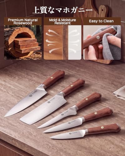 8 PCS Japanese Kitchen Knife Set with Block (8pcs block knife set)