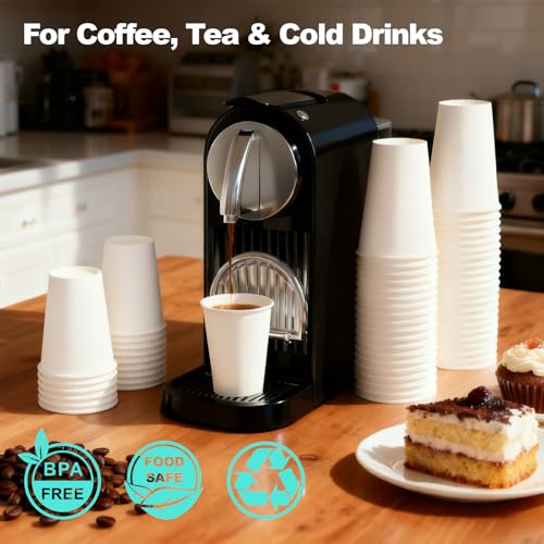 8 oz 300 Pack Disposable Coffee Cups (White-300packs / 8 Ounces)