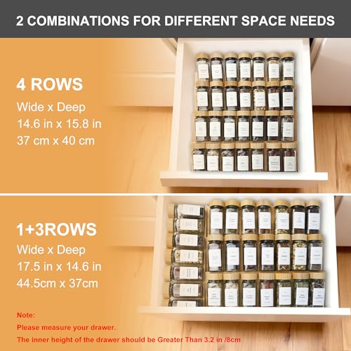 Spice Drawer Organizer with 35 Bamboo