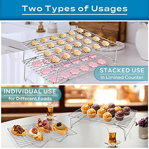5 Tier 15x10IN Cookie Cooling Rack for Cooking Stackable Collapsible