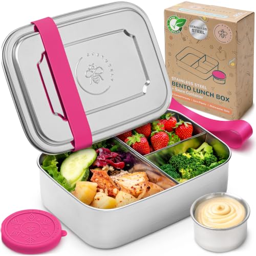 Stainless Steel Bento Box + Condiment Container (Dragonfruit / 47oz / 1400ml)