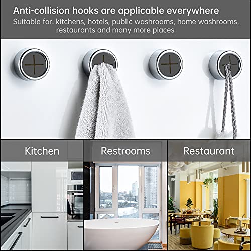 9 Pieces Kitchen Towel Hooks Round Adhesive Dish Towel Hook Premium Chrome Finish & Easy Installation Wall Mount Hand Towel Hook Ideal as Bathroom
