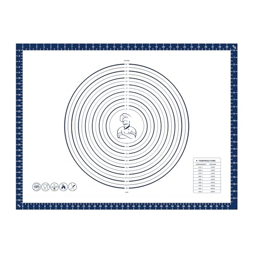 Pastry Dough Mat Silicone Baking Mats for Rolling Out Dough (Blue / 24"L x 32"W)