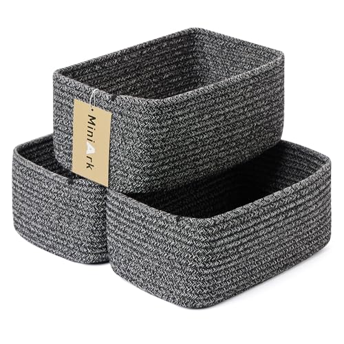 Small Storage Baskets for Organizing (3pcs-L11.5xW7.5xH4.7" / Dark Gray)