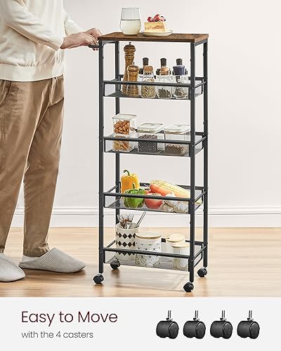 5 Tier Slim Rolling Storage cart with Wheels