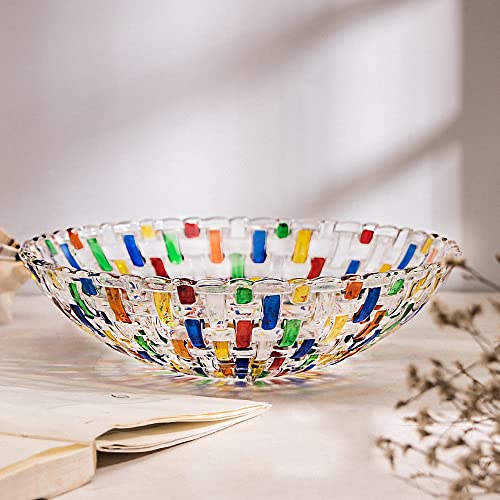 Hand Painted Colorful Woven Glass Crystal Salad & Fruit Bowl Decoration (Colorful)