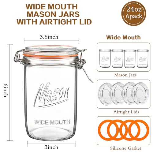 24oz Wide Mouth Mason Jars (24oz 6pack)