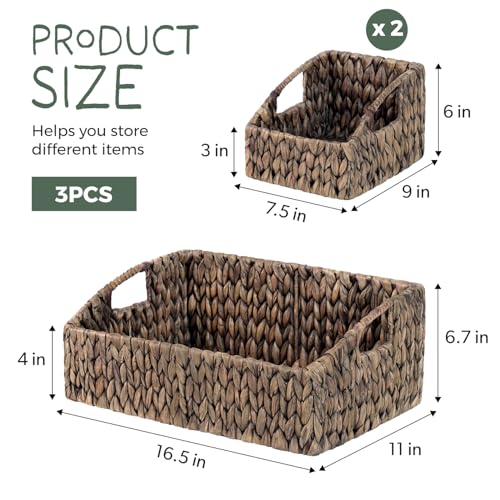 Set of 3 Handwoven Storage Baskets (Espresso)