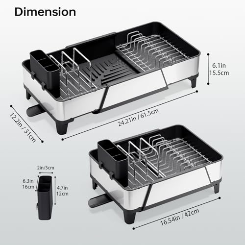 Large Expandable Dish Drying Rack for Kitchen Counter