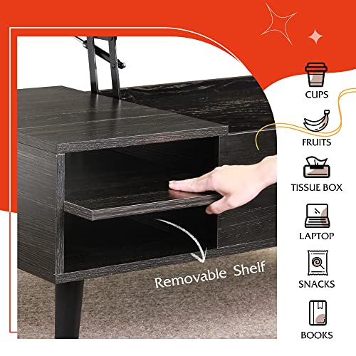 Lift Top Coffee Table with Hidden Storage (Black / 39" with Shelf)