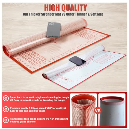 Silicone Pastry Mat 36x24 Inch Nonstick Baking Mat (Red / 24"L x 36"W)