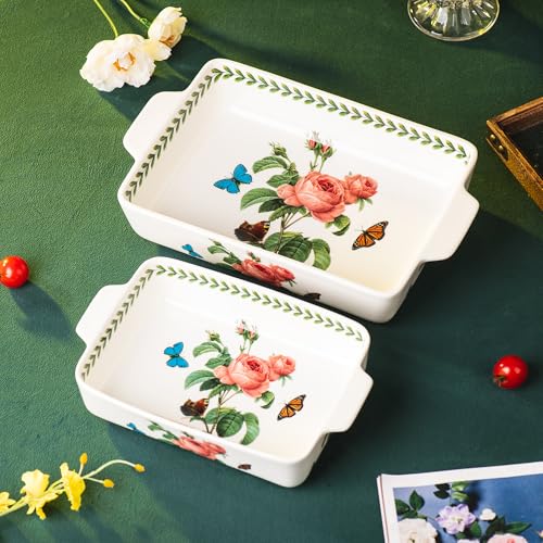 ONCCI In Glaze Ceramic Baking Dish Set of 2 (Pink Rose)