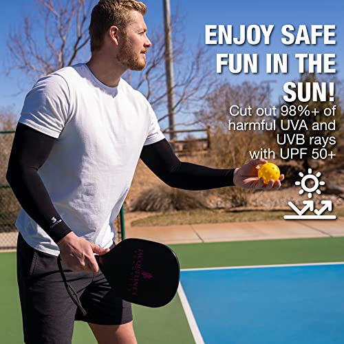 Cooling Arm Sleeves for Men & Women (2 Pairs: Black / One Size)