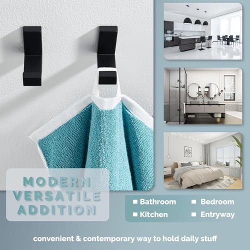 Towel Hooks for Bathrooms Matte Black (4 Pack / Matte Black)