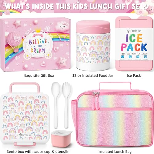 Kids Bento Snack Lunch Box with Thermo Insulated Toddler Lunch Bag