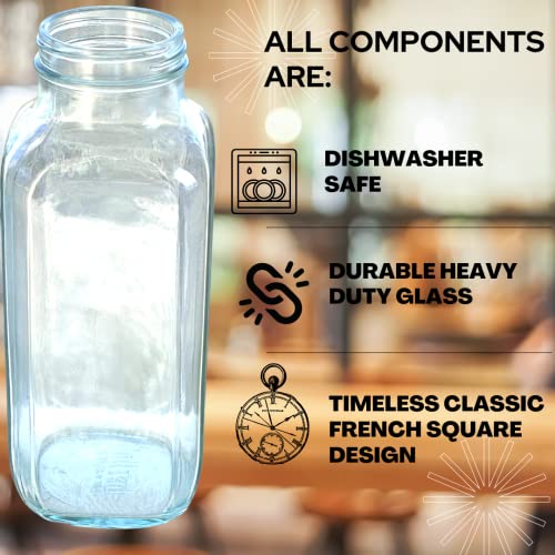 16 oz Glass French Square Spice Jars with Shaker Lids (French Square 16oz Red Set of 3)