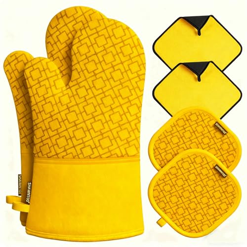 Oven Mitts and Pot Holders Sets 6pcs (Yellow)