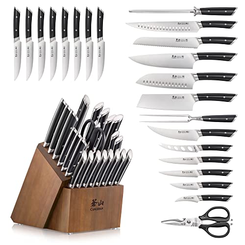 HELENA Series German Steel Forged Knife Block Set (23-Piece / Black)