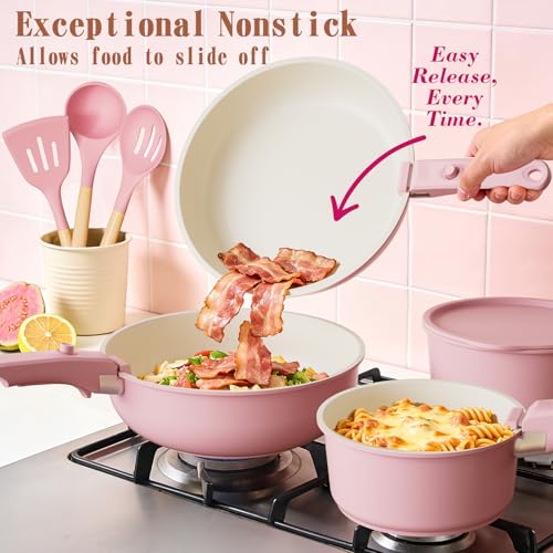 Pots and Pans Set Non Stick (Pink)