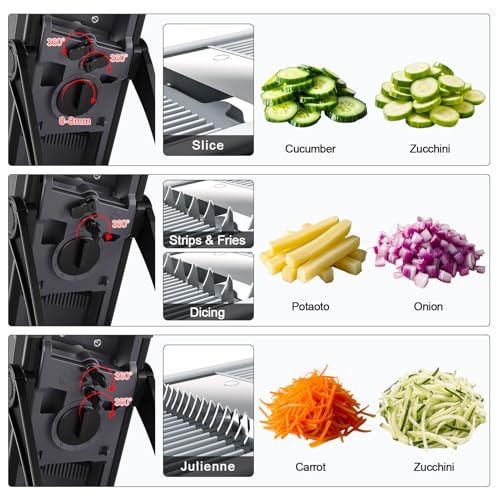 Safe Mandoline Slicer for Kitchen (3rd Gen, Black)