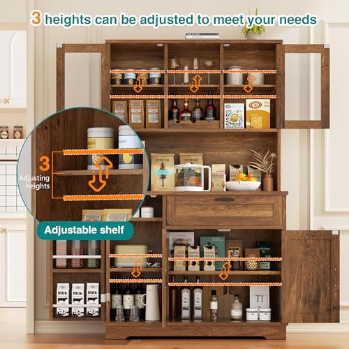 Farmhouse Tall Pantry Cabinet with Acrylic Doors