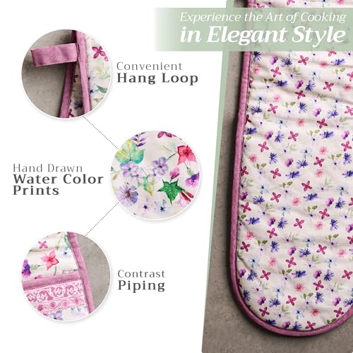 Double Oven Mitts 100% Cotton Double Oven Glove (038 - Chardon / 7" x 35" (Double Oven Mitt))
