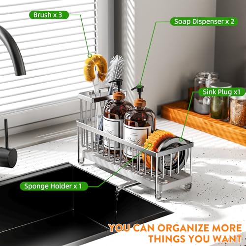 Sponge Holder for Kitchen Sink (Silver - 10.62″)