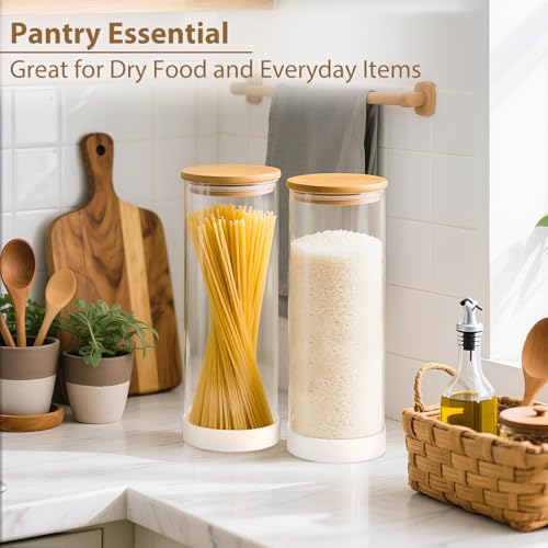 73oz Glass Spaghetti Pasta Containers for Pantry Organization (3pcs-Round / 73oz)