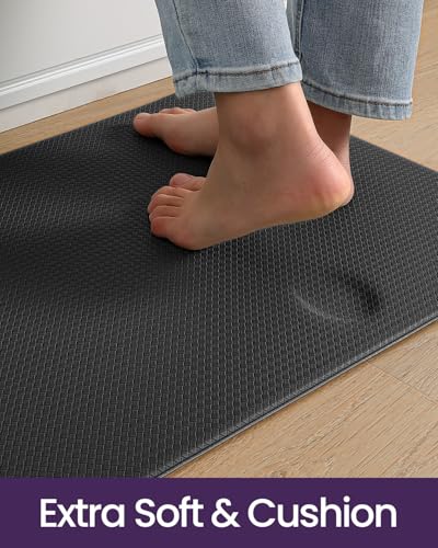Kitchen Floor Mats Cushioned Anti Fatigue (Black / 108"l X 23"w X 0.4"th)