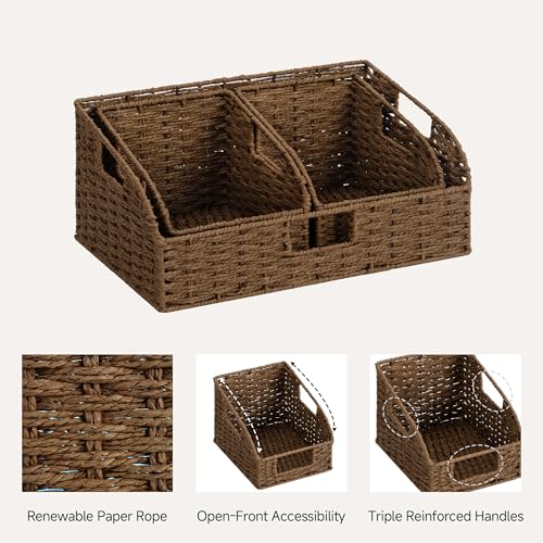 Pantry Storage Baskets (Dark Brown(Paper Rope) / 17"L x 11"W x 7½"H + 2x 7½"L x 9½"W x 6¾"H)