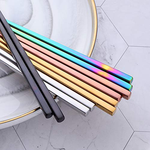 5 pair Colorful Stainless Steel Chopsticks (5 color-A)