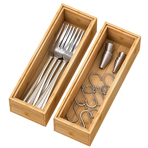 Bamboo Kitchen Drawer Organizer 9"x 3" (2 Count)