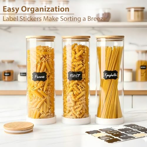 73oz Glass Spaghetti Pasta Containers for Pantry Organization (3pcs-Round / 73oz)
