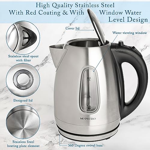1.7 Liter Stainless Steel Electric Kettle (Stainless Steel 1.7L)