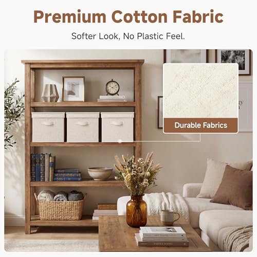 Fabric Storage Bins with Lids (Rustic Linen / Jumbo)