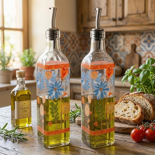 17oz Glass Olive Oil Dispenser Bottles Set of 2