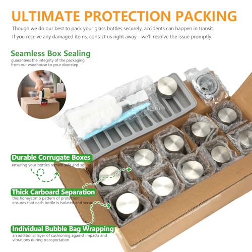 24 oz Glass Water Bottles with Stainless Steel Lids Bulk
