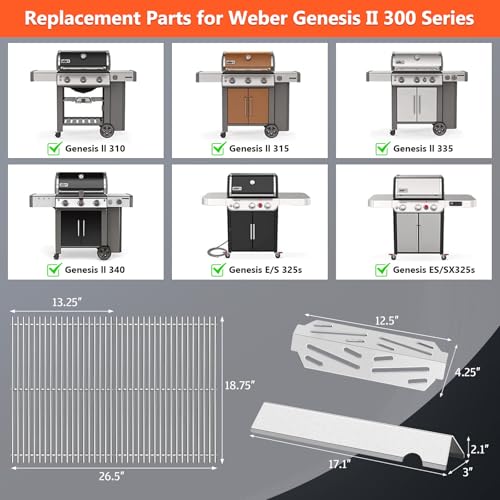 SUS304 18.75" Grill Grates for Weber Genesis 2 (S6 66095+66795+66685)